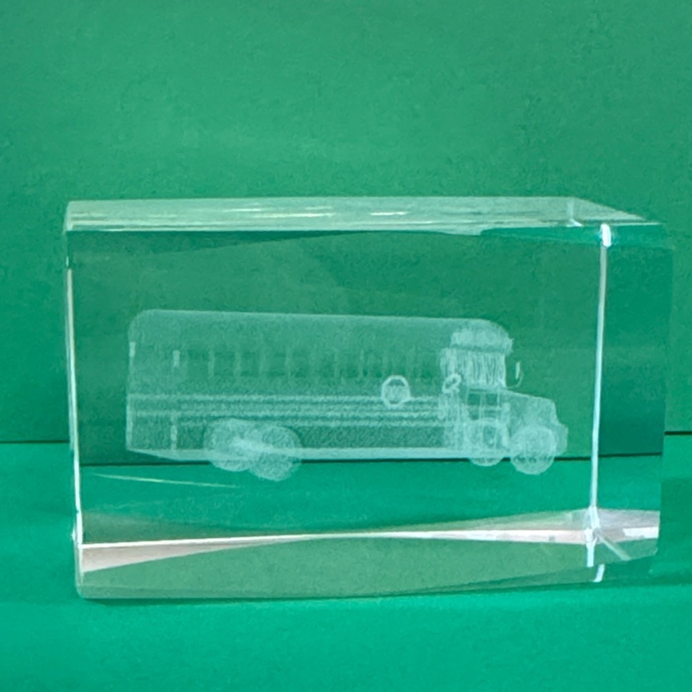 3D Crystal School Bus Paperweight